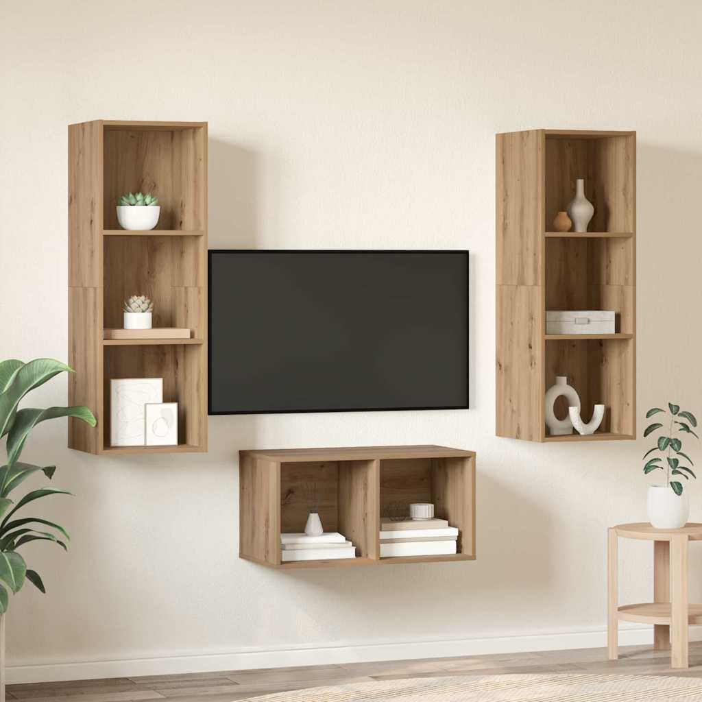 TV Cabinet Set Artisan Oak Engineered Wood