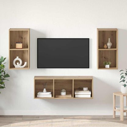 TV Cabinet Set 3 pcs Artisan Oak Engineered Wood