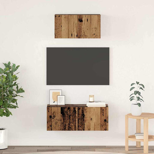 TV Cabinet Set 2 pcs Old Wood Engineered Wood