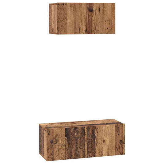 TV Cabinet Set 2 pcs Old Wood Engineered Wood