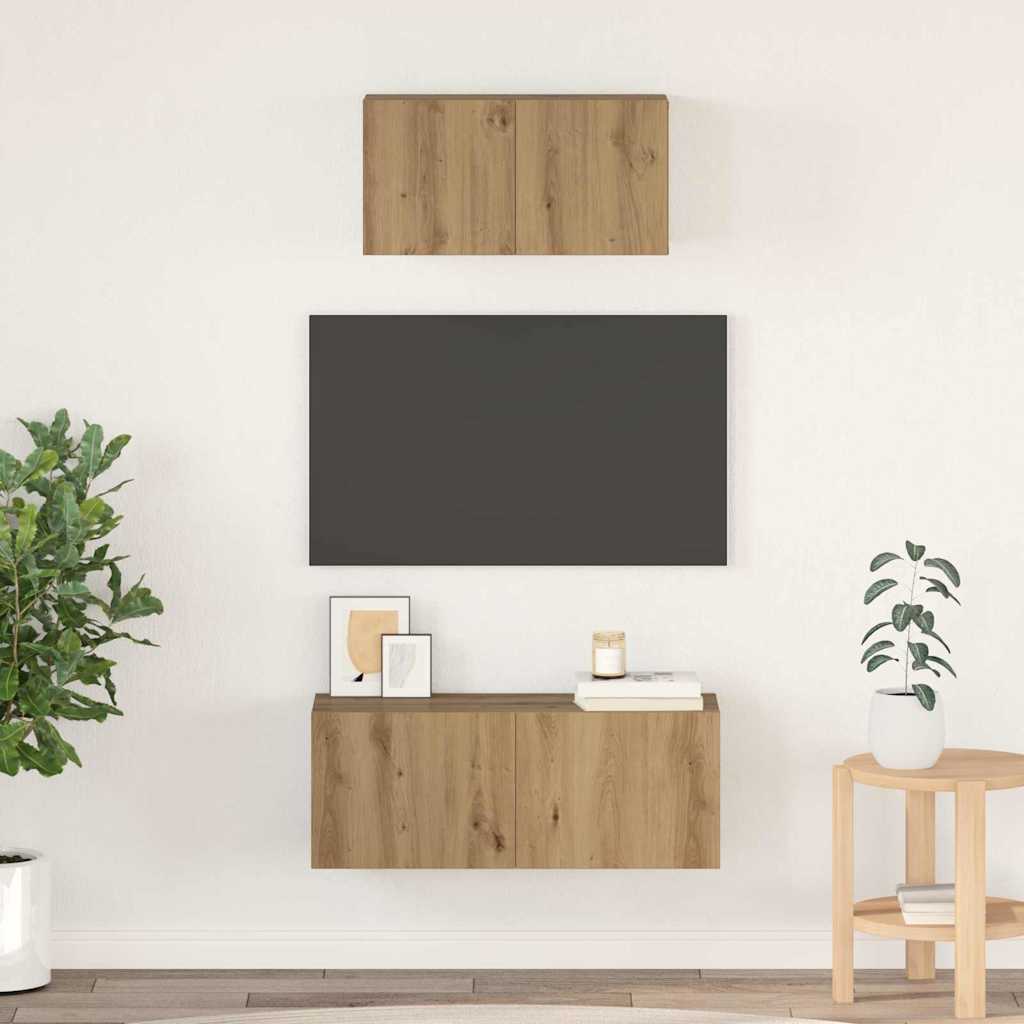 TV Cabinet Set 2 pcs Artisan Oak Engineered Wood