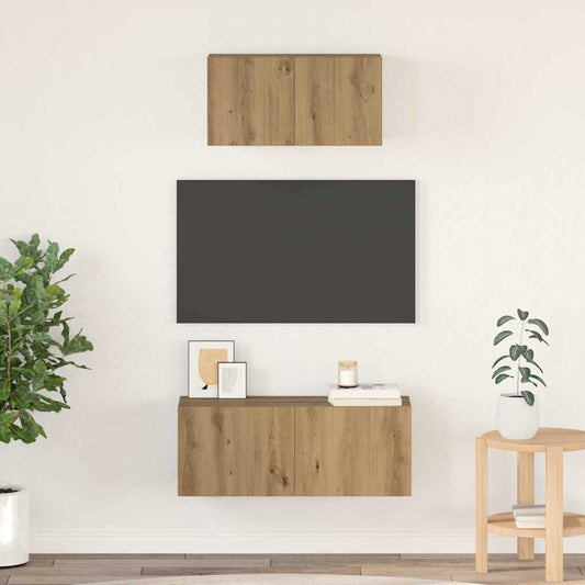 TV Cabinet Set 2 pcs Artisan Oak Engineered Wood