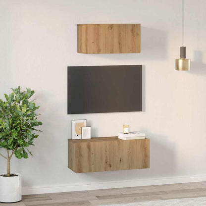 TV Cabinet Set 2 pcs Artisan Oak Engineered Wood