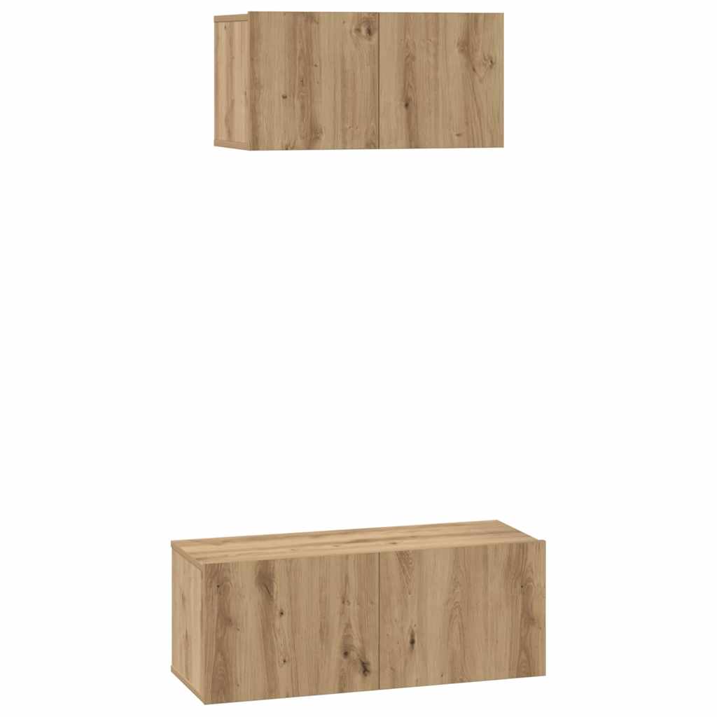 TV Cabinet Set 2 pcs Artisan Oak Engineered Wood