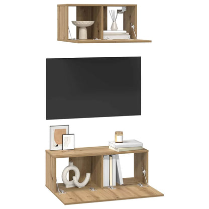 TV Cabinet Set 2 pcs Artisan Oak Engineered Wood