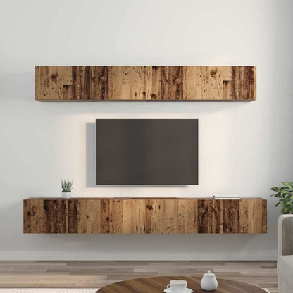 TV Cabinet Set Wall-mounted 5 pcs Old Wood Engineered Wood