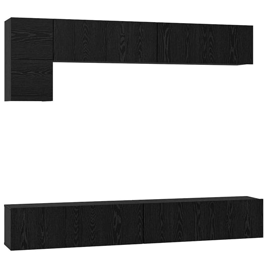 TV Cabinet Set 5 pcs Black Oak Engineered Wood