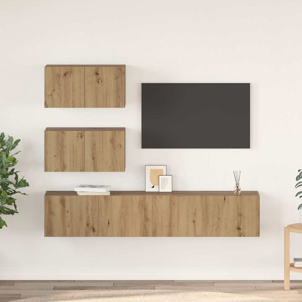 TV Cabinet Set 4 pcs Artisan Oak Engineered Wood