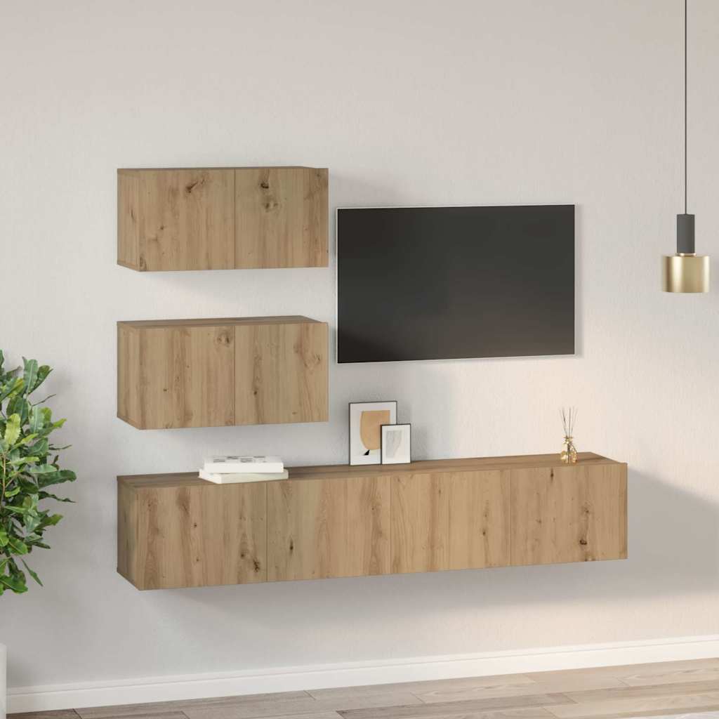 TV Cabinet Set 4 pcs Artisan Oak Engineered Wood