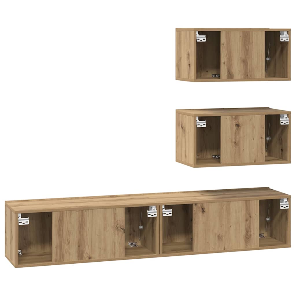 TV Cabinet Set 4 pcs Artisan Oak Engineered Wood
