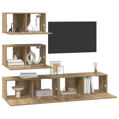 TV Cabinet Set 4 pcs Artisan Oak Engineered Wood