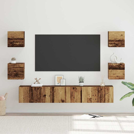 TV Cabinet Set 7 pcs Old Wood Engineered Wood