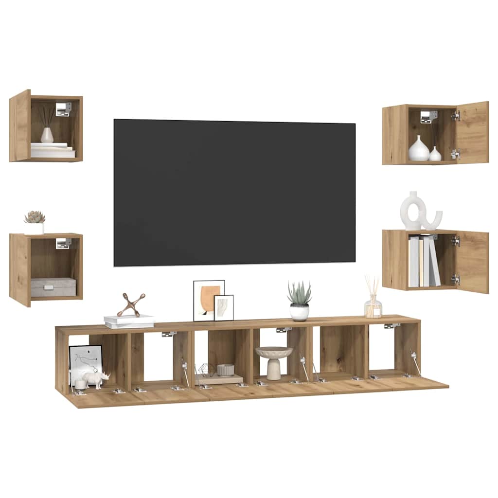 TV Cabinet Set 7 pcs Artisan Oak Engineered Wood