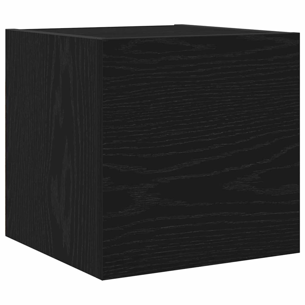 TV Cabinet Set Wall-mounted 6 pcs Black Oak Engineered Wood