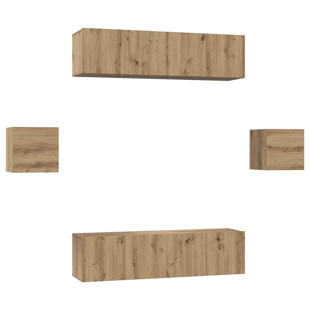 TV Cabinet Set 6 pcs Artisan Oak Engineered Wood