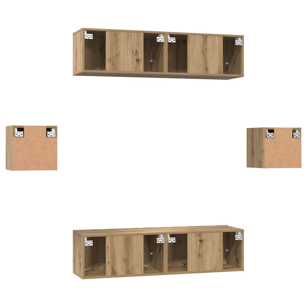 TV Cabinet Set 6 pcs Artisan Oak Engineered Wood