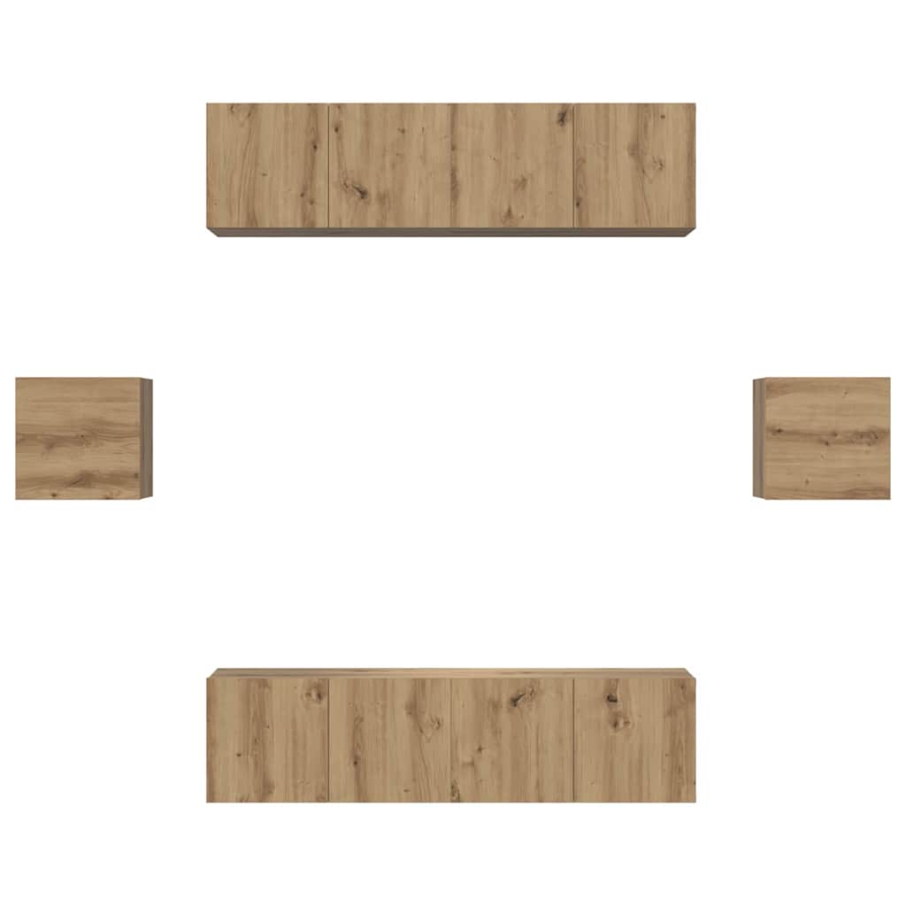 TV Cabinet Set 6 pcs Artisan Oak Engineered Wood