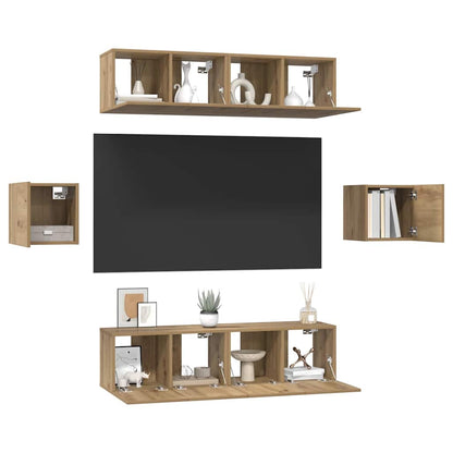 TV Cabinet Set 6 pcs Artisan Oak Engineered Wood