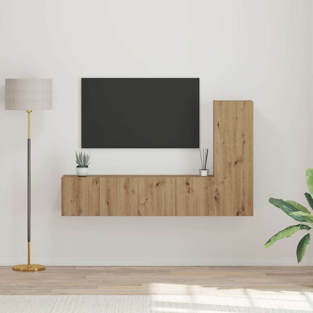 TV Cabinet Set 3 pcs Artisan Oak Engineered Wood
