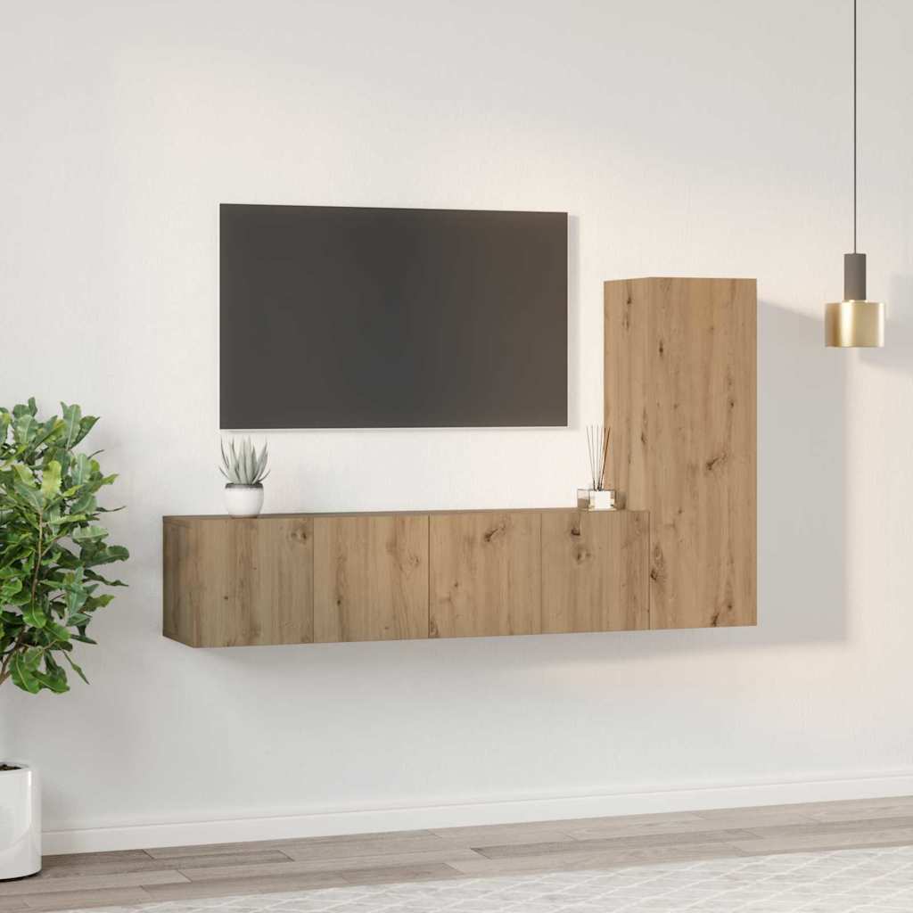 TV Cabinet Set 3 pcs Artisan Oak Engineered Wood