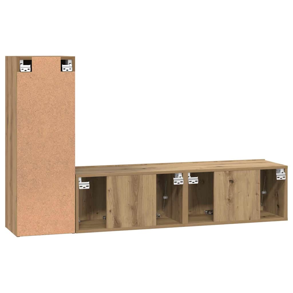 TV Cabinet Set 3 pcs Artisan Oak Engineered Wood