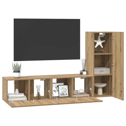 TV Cabinet Set 3 pcs Artisan Oak Engineered Wood