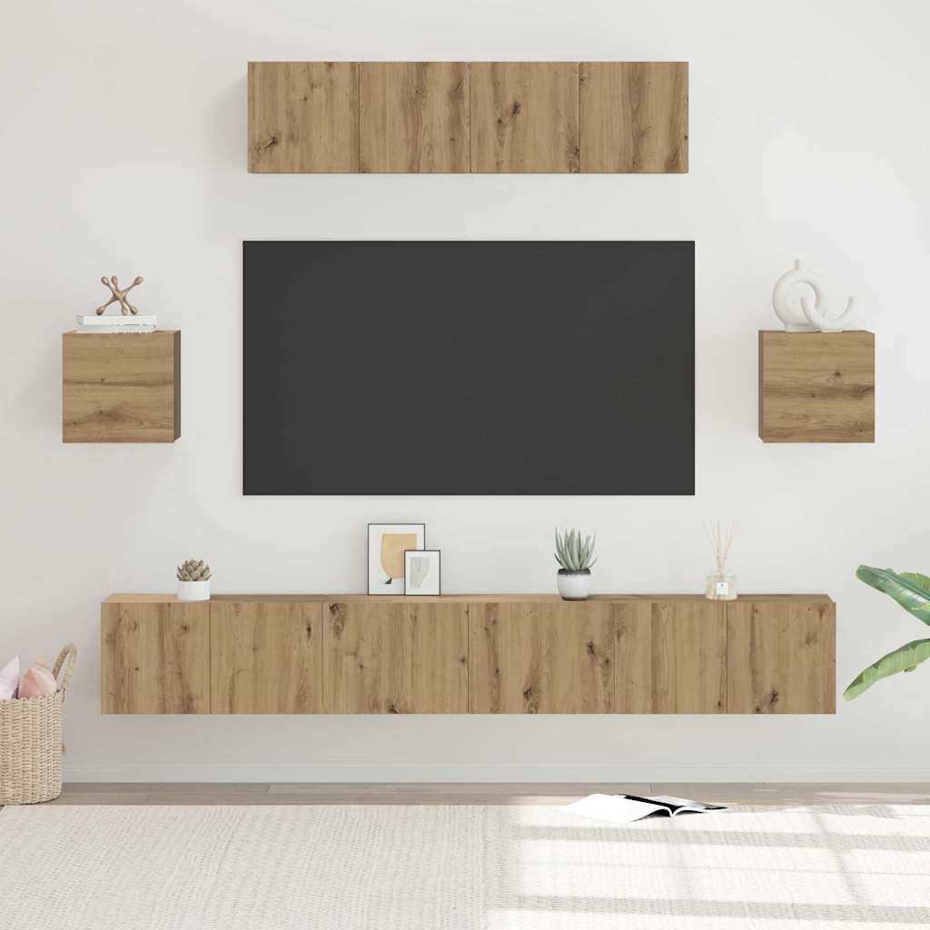 TV Cabinet Set 7 pcs Artisan Oak Engineered Wood