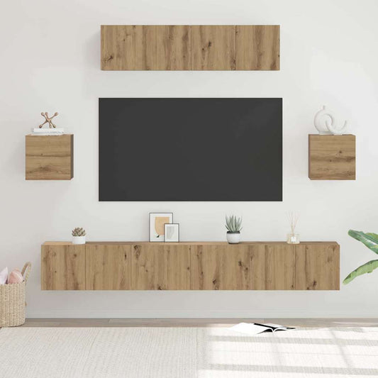 TV Cabinet Set 7 pcs Artisan Oak Engineered Wood