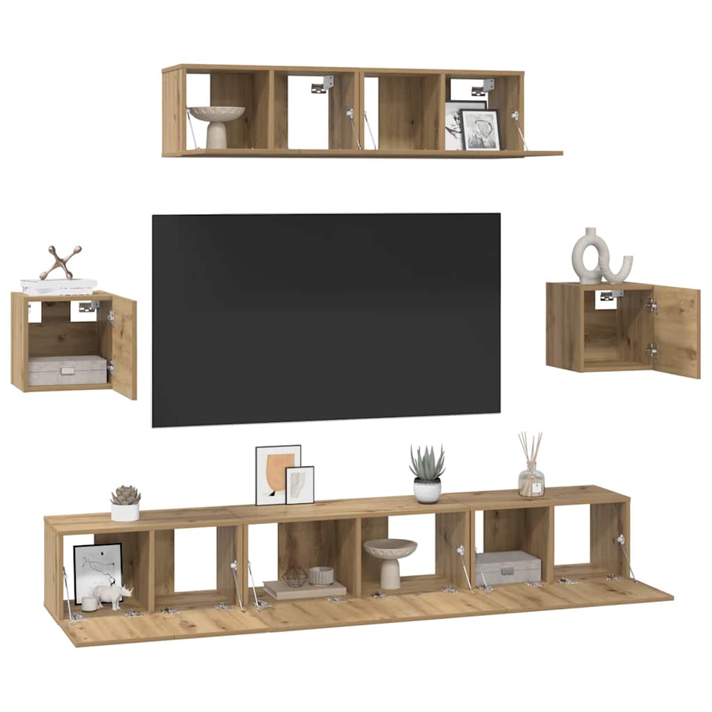 TV Cabinet Set 7 pcs Artisan Oak Engineered Wood