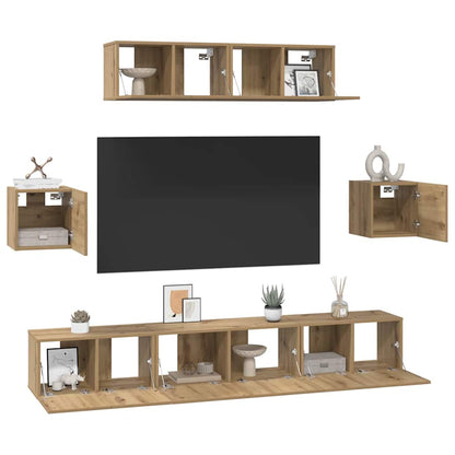TV Cabinet Set 7 pcs Artisan Oak Engineered Wood