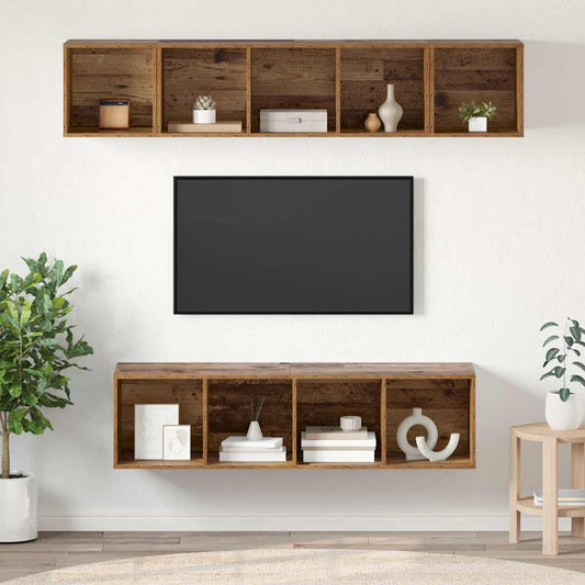 TV Cabinet Set 4 pcs Old Wood Engineered Wood