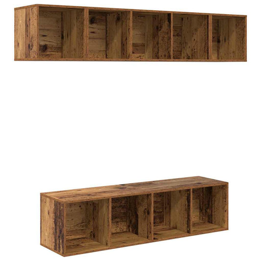 TV Cabinet Set 4 pcs Old Wood Engineered Wood