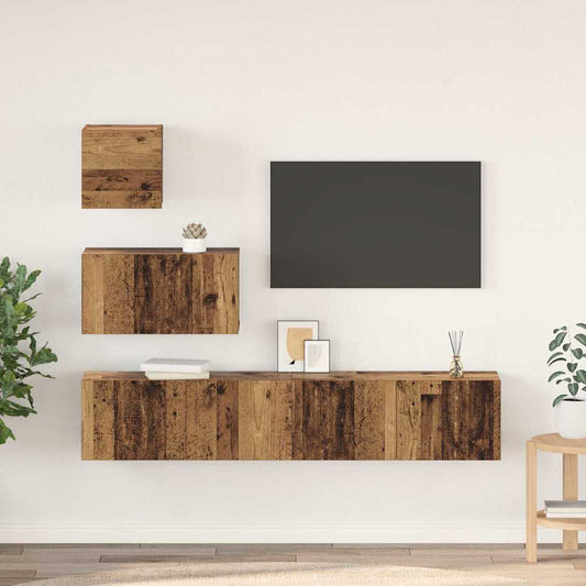 TV Cabinet Set 4 pcs Old Wood Engineered Wood