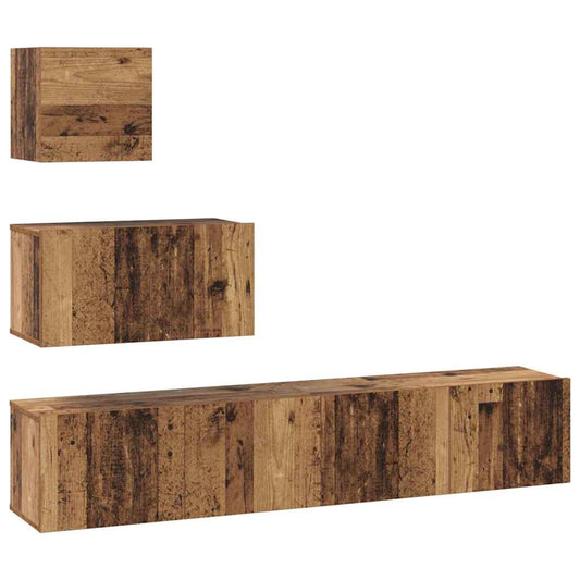 TV Cabinet Set 4 pcs Old Wood Engineered Wood