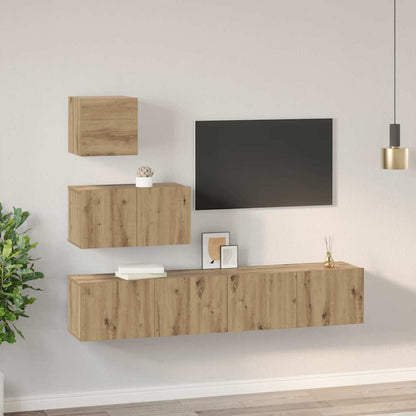TV Cabinet Set 4 pcs Artisan Oak Engineered Wood