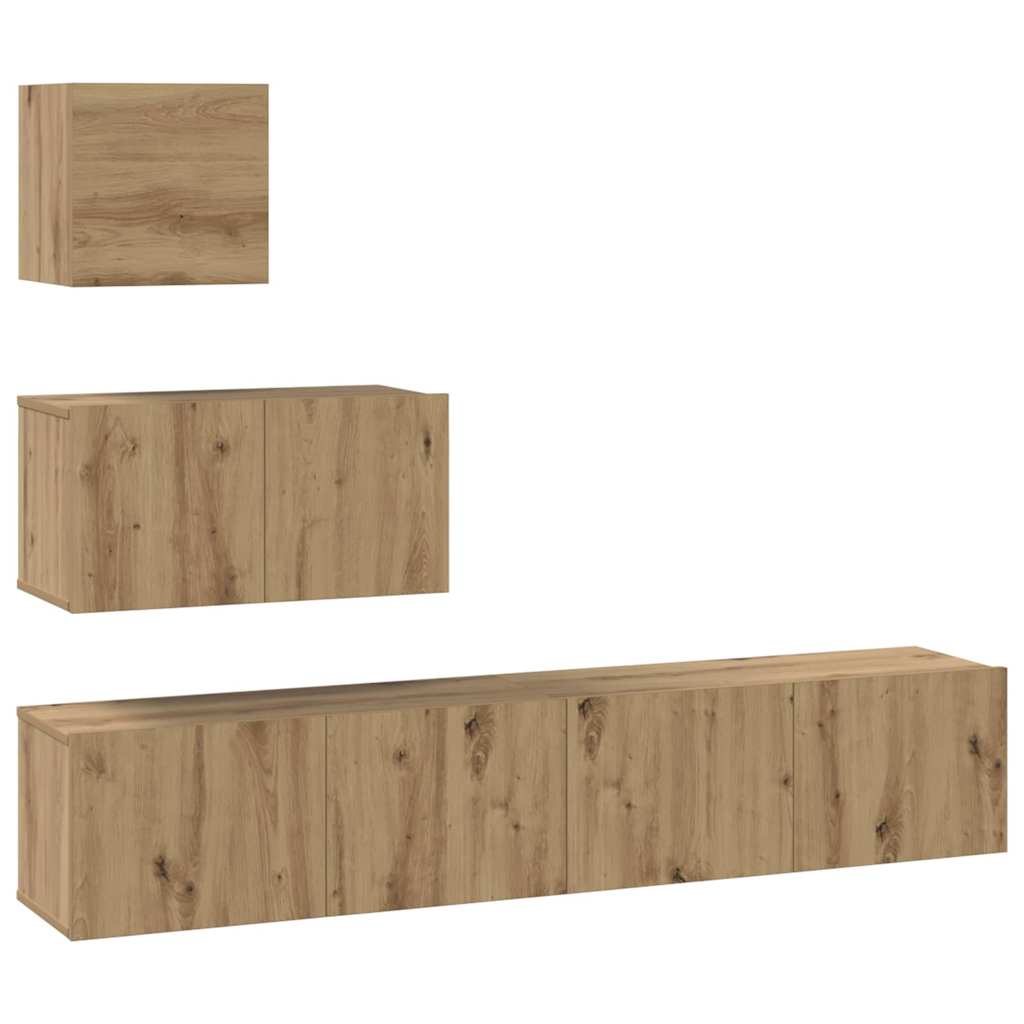 TV Cabinet Set 4 pcs Artisan Oak Engineered Wood