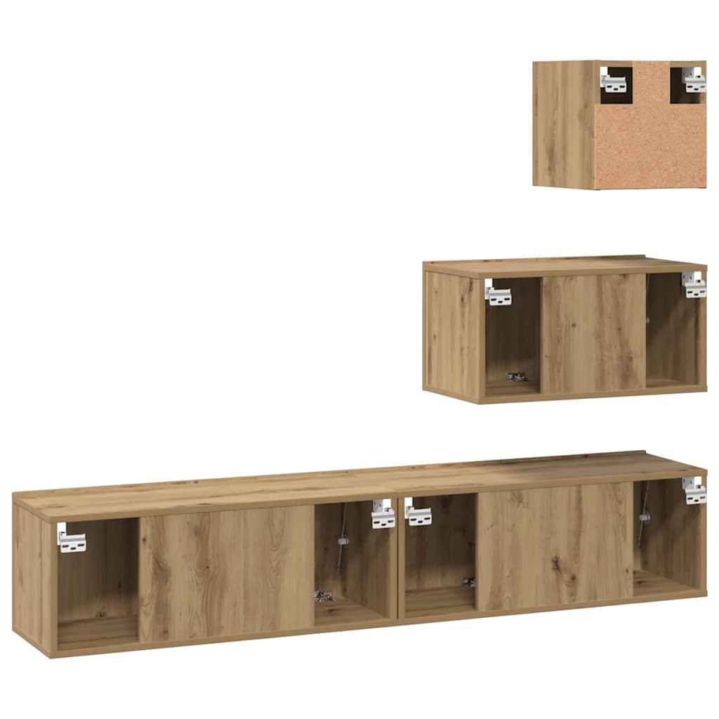 TV Cabinet Set 4 pcs Artisan Oak Engineered Wood
