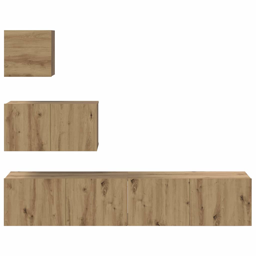 TV Cabinet Set 4 pcs Artisan Oak Engineered Wood