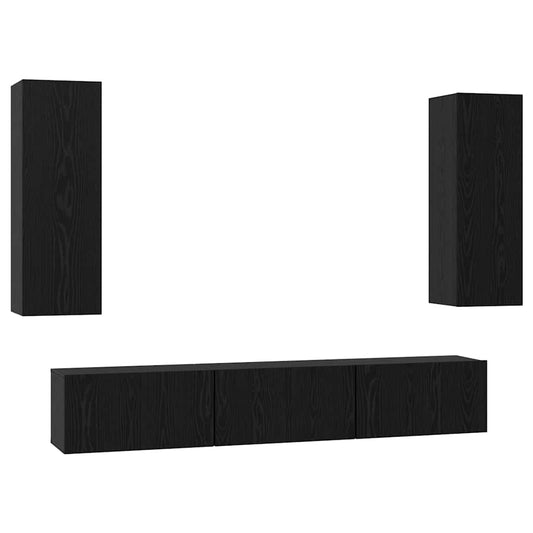 TV Cabinet Set 5 pcs Black Oak Engineered Wood