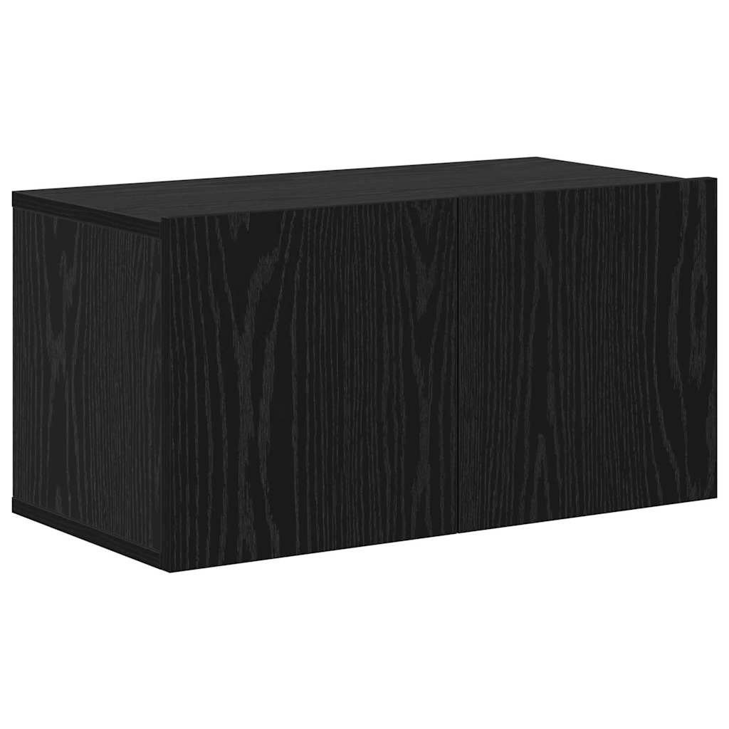 TV Cabinet Set Wall-mounted 6 pcs Black Oak Engineered Wood
