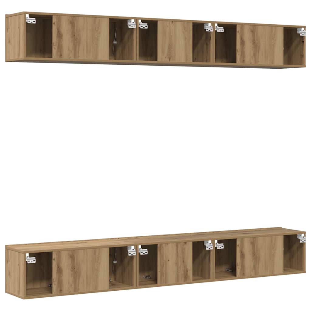 TV Cabinet Set 6 pcs Artisan Oak Engineered Wood