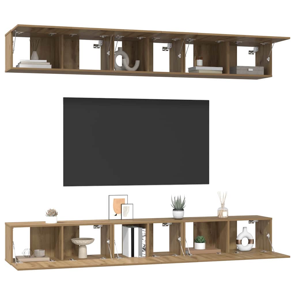TV Cabinet Set 6 pcs Artisan Oak Engineered Wood