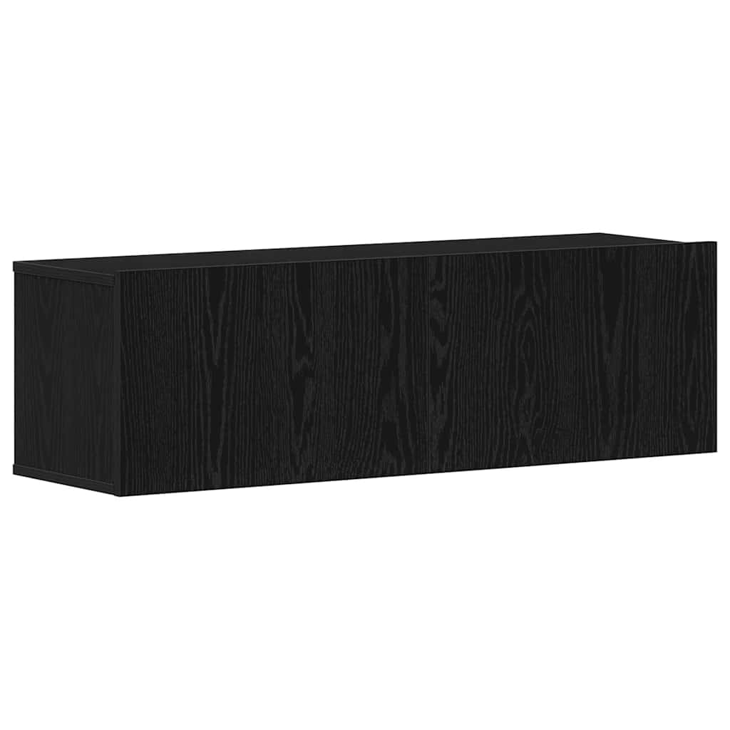 TV Cabinet Set Wall-mounted 9 pcs Black Oak Engineered Wood