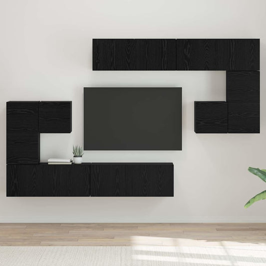 TV Units 4 pcs Black Oak Engineered wood