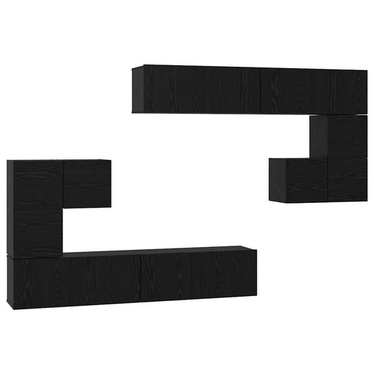 TV Units 4 pcs Black Oak Engineered wood