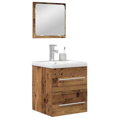 Bathroom Furniture Set 2 pcs Old Wood Engineered Wood