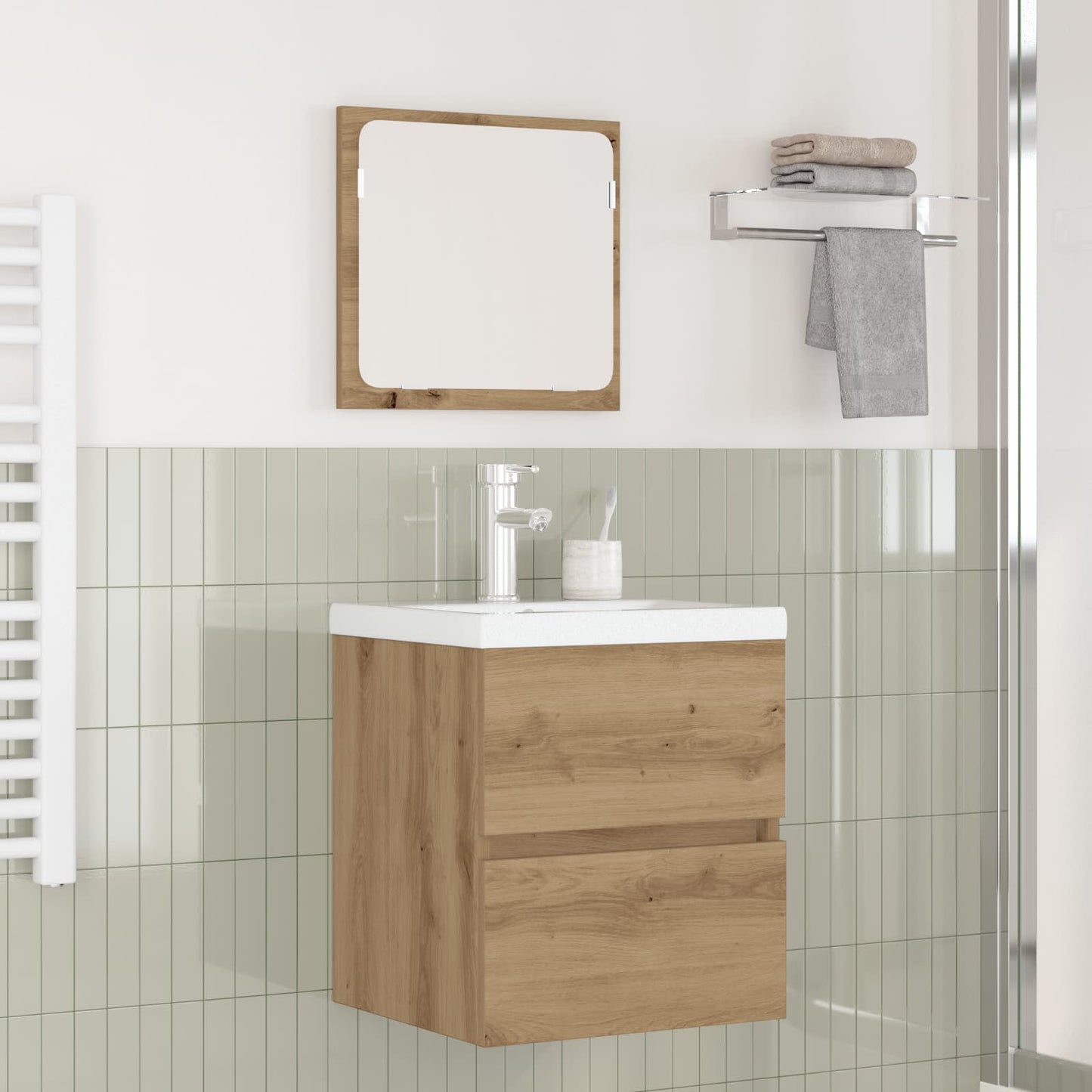 Bathroom Furniture Set 2 pcs Artisan Oak and White