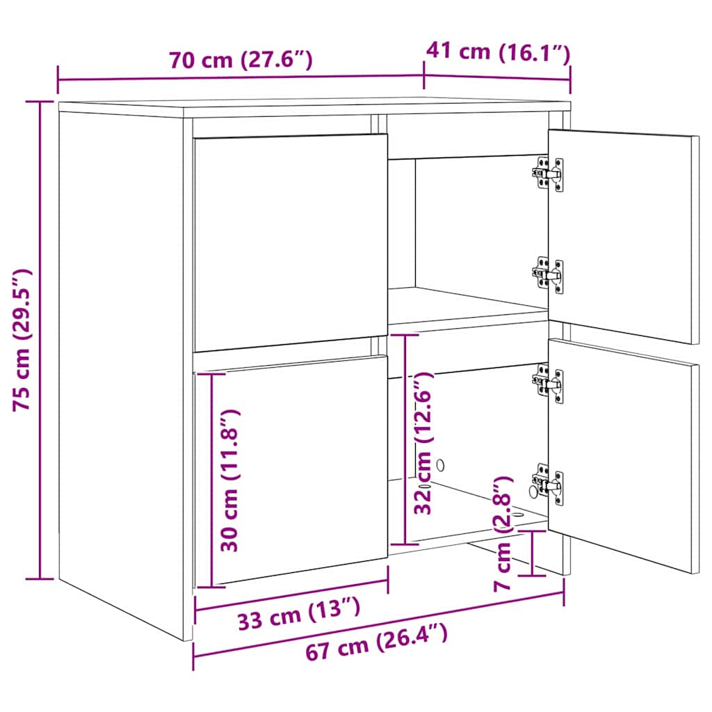 Sideboards 2 pcs Black oak 70 x 41 x 75 cm Engineered wood