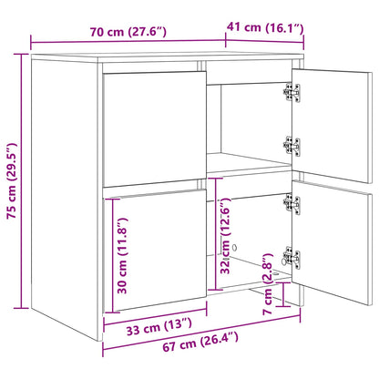 Sideboards 2 pcs Black oak 70 x 41 x 75 cm Engineered wood