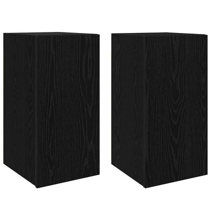 TV Cabinet Set Wall-mounted Black Oak Engineered Wood
